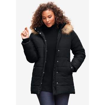 Avenue  Women's Plus Size Chevron Long Puffer Coat - Thistle - 30w/32w :  Target