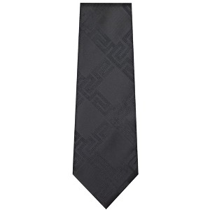 TheDapperTie Men's Black Geometric Necktie with Hanky - 1 of 3