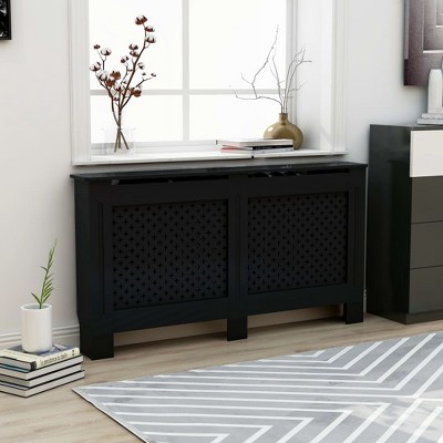 vidaXL Radiator Cover Black 59.8"x7.5"x32.1" MDF