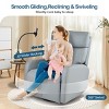 360° Swivel Rocking Recliner Chair, Small PU Manual Recliner with Phone Holder for Nursery, Bedroom or Living Room-3irtyhousy - 3 of 4