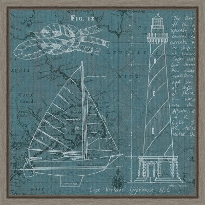 Amanti Art Coastal Blueprint III by Marco Fabiano Canvas Wall Art Print Framed 16-in. x 16-in.