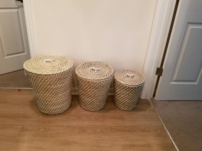 Honey-Can-Do Set of 3 Square Nested Baskets, NA tural ,Natural