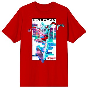 Ultraman Rising Ken Sato Glitch Art Crew Neck Short Sleeve Red Adult T-shirt - 1 of 3