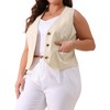 Agnes Orinda Women's Plus Size Two Piece Outfits Sleeveless Button Down Vests and Drawstring Elastic Waist Casual Palazzo Pants Sets - 3 of 4