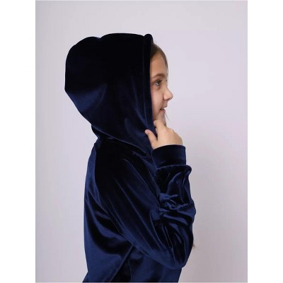 Mocamel Girls' Sport Style Velvet suit，Long Pant，Zipper Sweater with hat Suitable for Autumn Collection