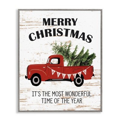 Stupell Industries Christmas Most Wonderful Time Vintage Truck, 16" x 20"