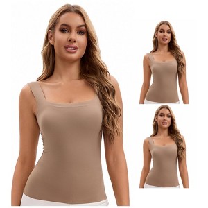 INSPIRE CHIC Women's 3 Packs U Back Tanks with Built-In Bra Silky No Show Basic Camisoles - 1 of 4