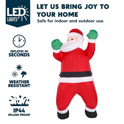 5.5 FT Red and Green Inflatable Hanging Santa with LED Lights