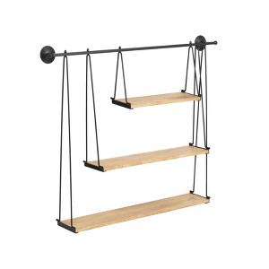 MH London Amersham 31.5" Solid Wood and Metal Floating Wall Mounted Shelf in Black and Natural - 1 of 4