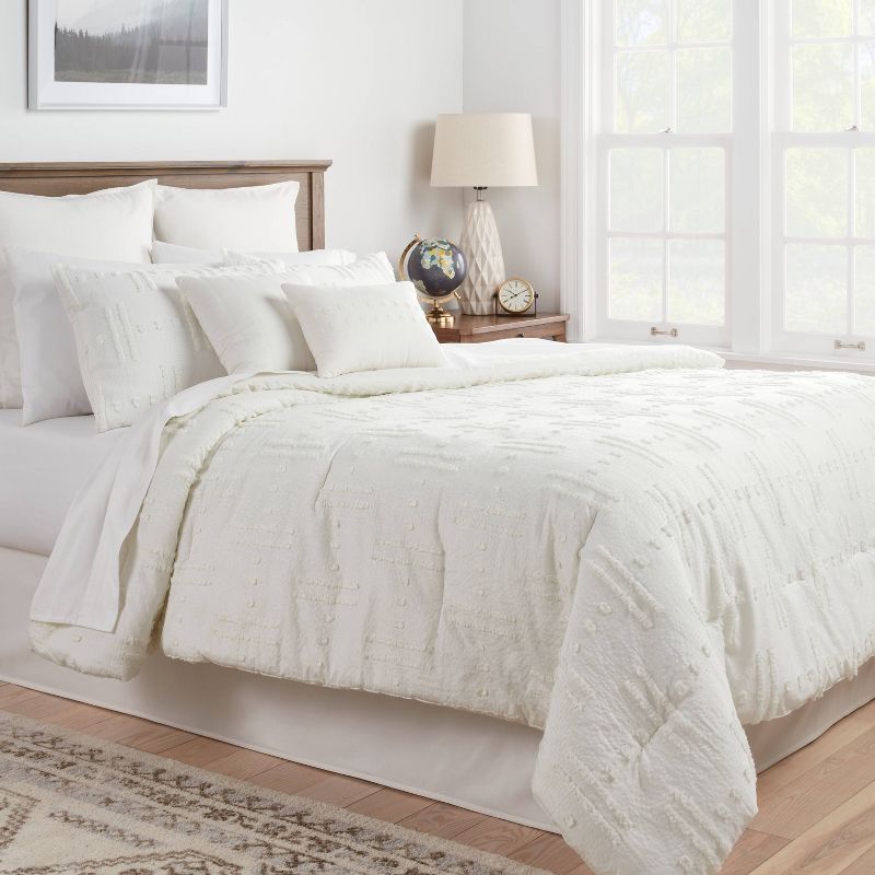 8pc Tufted Broken Stripe Comforter Bedding Set White - Threshold™, 2 of 10