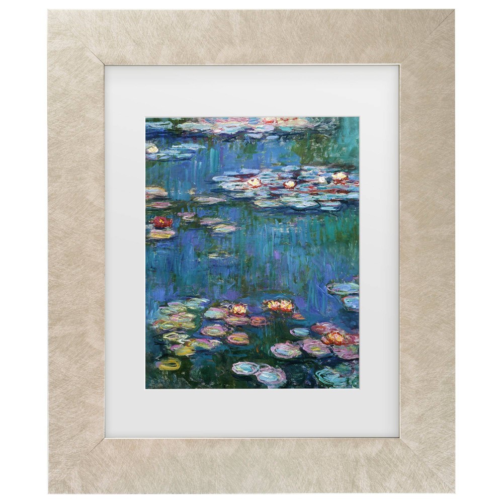 Trademark Fine Art 11"x14" Claude Monet Waterlilies Classic Matted Framed Art Cream