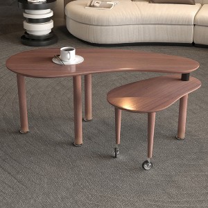 KTMBDW 2 Tier Modern Coffee Table, Rotatable Coffee Center Table with Wood Legs and Sintered Stone Tabletop, Cocktail Table for Living Room, Office - 1 of 4