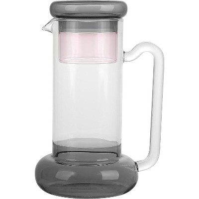 Elle Decor Ribbed 2-piece Carafe Set Bedside Night Water Carafe, Glass  Pitcher And Cup That Doubles As A Lid Glass Tumbler, Gray : Target