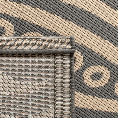 Gray and Natural Floral Motif Indoor/Outdoor Area Rug