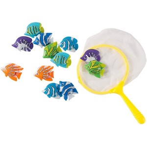 Blue Panda Pool Diving Toys – 13 Pack Underwater Toys Kids, Dive Catch Game, Includes 1 Catching Net 13 Fish, Multicolored - 1 of 4