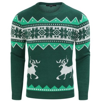 WhizMax Men's Round Neck Pullover Christmas Jacquard Sweater