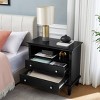 Mid-Century Modern Nightstand with USB Ports and 2 Drawers, 28in Solid Wood Bedside Table for Bedroom or Small Spaces-3irtyhousy - 2 of 4