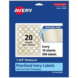Avery Pearlized Ivory Starburst Labels with Sure Feed Technology, Print-to-the-Edge, 1.75" - 1 of 4