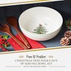 Spode Christmas Tree 10 Inch Serving Bowl & Wooden Servers, Polka Dot - Ceramic Serving Bowls & Party Bowls for Holiday Celebrations - 2 of 4