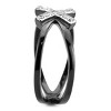 Slickblue Women’s Two-Tone X Symbol Ring, Black Ion Plated Stainless Steel with Clear CZ Detailing, Sizes 5-10 - 4 of 4