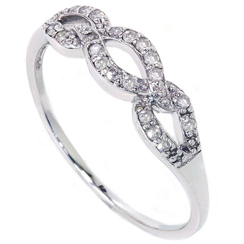 Pompeii3 1/10ct Petite Diamond Infinity Ring 10K White Gold, 2 of 6