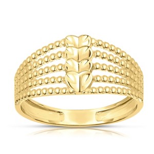 10k Yellow Gold Beaded Heart Stack Women's Ring - 1 of 3