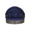 Outdoor Furniture Patio Round Daybed,Patio Chaise Lounge With Retractable Canopy,Cushions And Storable Table -Maison Boucle - 4 of 4