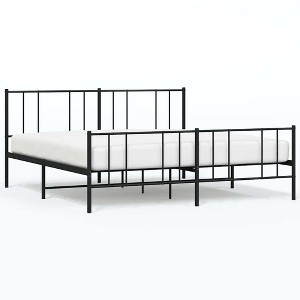 vidaXL Black King Metal Bed Frame with Headboard & Slats, No Mattress, Easy Assembly - 1 of 4