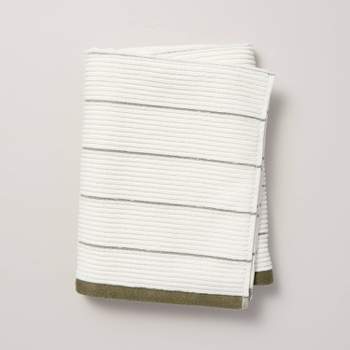 Ribbed Terry Bath Towels Cream/Green - Hearth & Hand™ with Magnolia