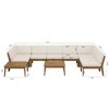 Christopher Knight Home Elra Rustic 10 Piece Patio Acacia Wood Slatted Modular Seating Set with Cushions and 2 Coffee Table - 3 of 4