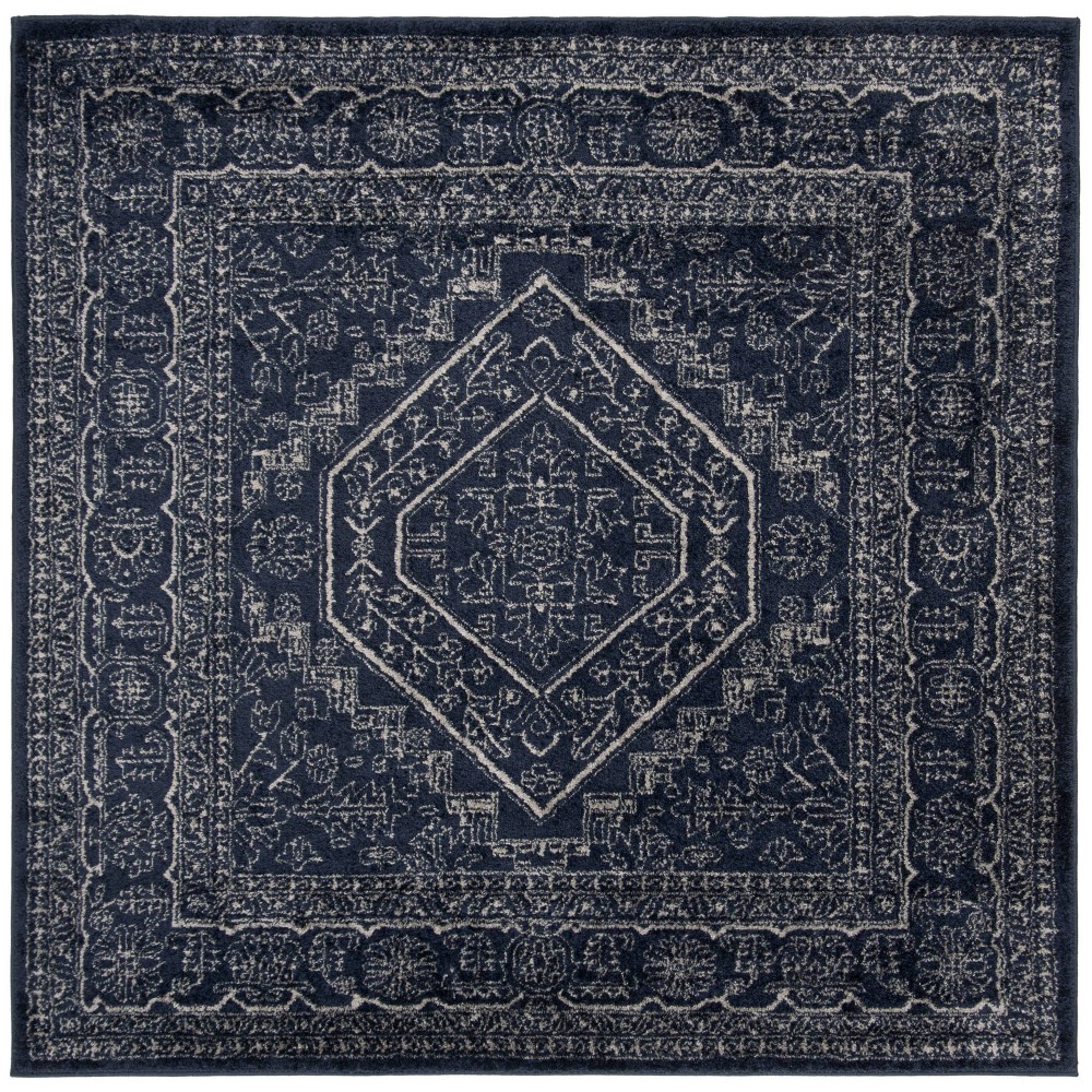 6'x6' Medallion Loomed Square Area Rug Navy/Ivory - Safavieh