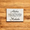 Slickblue Leave Shoes at Door Sign, Aloha Greeting, 9x12 Rustic Pine Wall Plaque, Multiple Color Options - 2 of 3