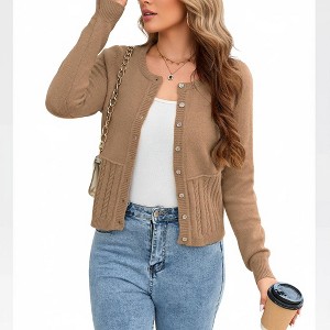 Womens Long Sleeve Cardigans Cable Knit Sweaters Cardigan Front Button Down Soft Kint Shrug Tops Spring Cardigan 2026 - 1 of 4