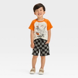 Toddler Boys' Dino Halloween Short Sleeve T-Shirt and Shorts Set - Cat & Jack™ Gray - 1 of 4