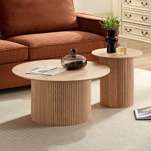 NicBex Modern 31.49" Round Coffee Table with Wave Pattern Pedestal for Living Room and Office - 1 of 4