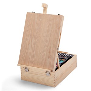 KINGART Mixed Media Art Set, Table-Top Sketchbox Easel, 105 Pcs. - 1 of 4