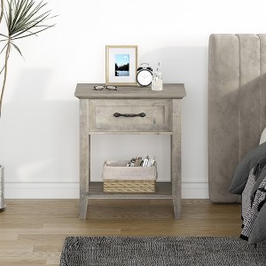 Whizmax Nightstand, End Table with Drawer, Side Table for Spaces, 2 Tiers Storage Shelves with Dresser, Bedside Table for Living Room, Bedroom - 1 of 4