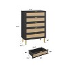 Zstar Rattan 5 Drawer Dresser, 44" High Narrow Chest of Drawers - 2 of 4