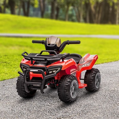 Red 6V Battery Powered Kids Quad with Working Headlights