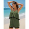 EXLURA Women's Summer Romper 2025 Spaghetti Strappy Ruffle Jumpsuit Halter Neck Pleated Outfits with Pockets - 4 of 4