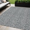 Gray Silver And Charcoal Floral Washable Indoor Outdoor Area Rug - 2 of 4