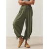 Women's Slimming Drawstring Tie - Waist Casual Loose 3/4 Pants, Comfy Elastic Waist Cropped Harem Pants for Daily Wear - 3 of 4