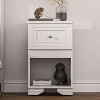 Gulches White 25 Inch High Nightstand, 1 Drawer, Open Shelf, in Vintage Style - 2 of 4