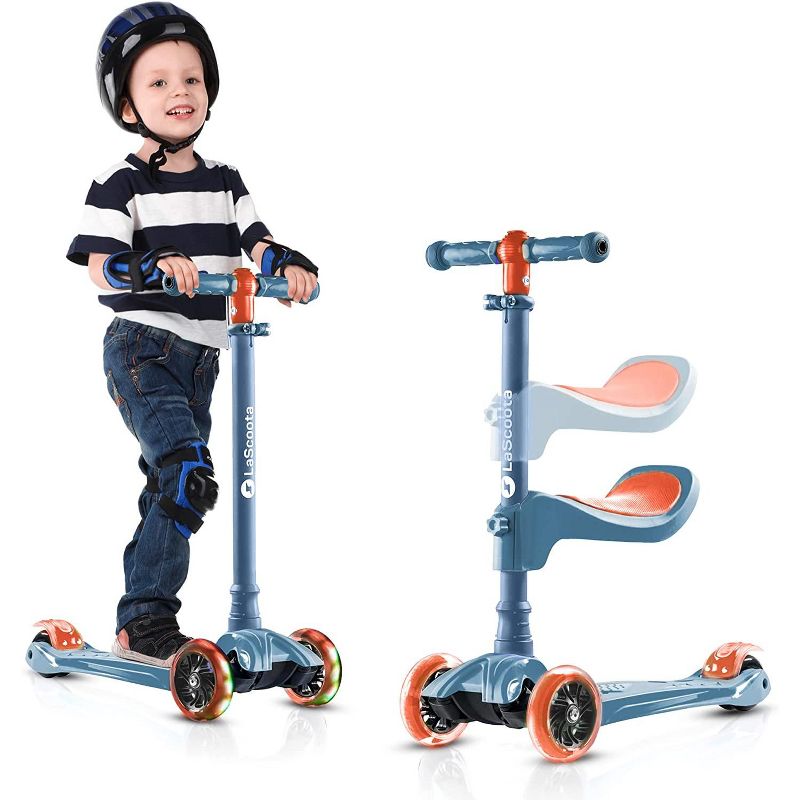 LaScoota 2-in-1 Kids Kick Scooter With LED Wheels, 2 of 4
