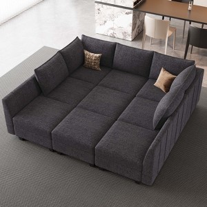 Belffin 9 Seats Chenille Modular Sectional Sofa Sleeper Couch with Storage for Living Room - 1 of 4