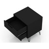 Gulches Black 2-Drawer Mid-Century Modern Nightstand, MDF Bedroom Side Table with Metal Splayed Legs, 11Lb Capacity Smooth Gliding Drawers for Storage - 4 of 4