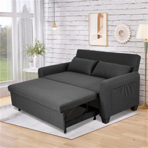 RIOSKEYS Extra-large Fabric Sofa Bed - 61-inch 2-in-1 Double Sofa with Storage Bag, Adjustable Backrest and Cushions for Living Rooms - 1 of 4