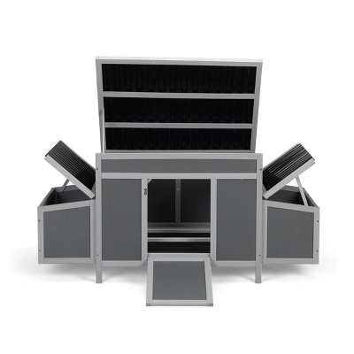 AZL1 Life Concept Pet Crates and Houses Outdoor Pet House with Removable Roofs and Ventilation System for Chickens, Gray, 58.87"*27.56"*27.95"