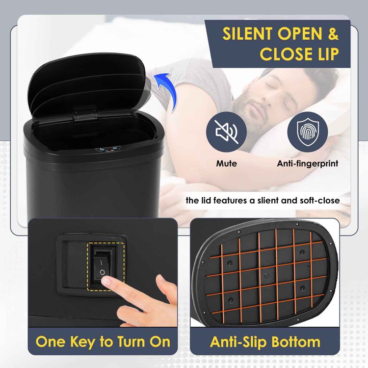 FDW Kitchen Trash Can with Lid, 13 Gallon Automatic Garbage Can for Bathroom Bedroom Home Office 50 Liter Touch Free Stainless Steel Waste Bin, 6 of 7