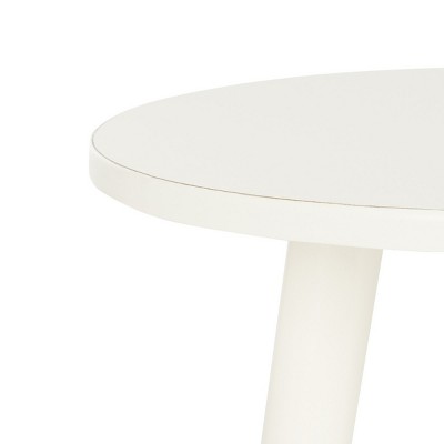 Distressed White Round Pine Wood Accent Table